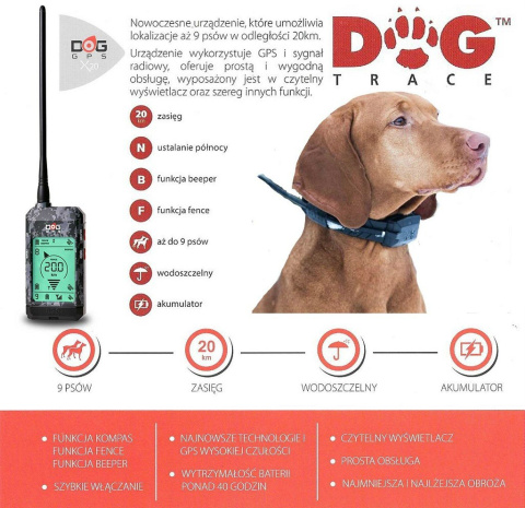 DOGTRACE GPS X20 zasięg 20 Km Dla psów Myśliwskich DOGTRACE GPS X20 zasięg 20 Km Dla psów Myśliwskich