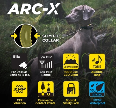 Obroża elektryczna Dogtra ARC-X Stymulacja Sygnał dźwiękowy Wibracja Światło lokalizacji